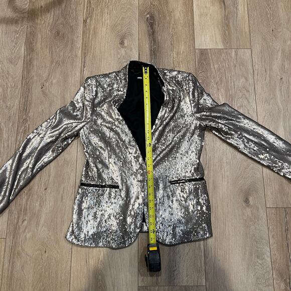 ALLSAINTS Women's Leigh Sequin Blazer Size 8 In Silver - Picture 7 of 12